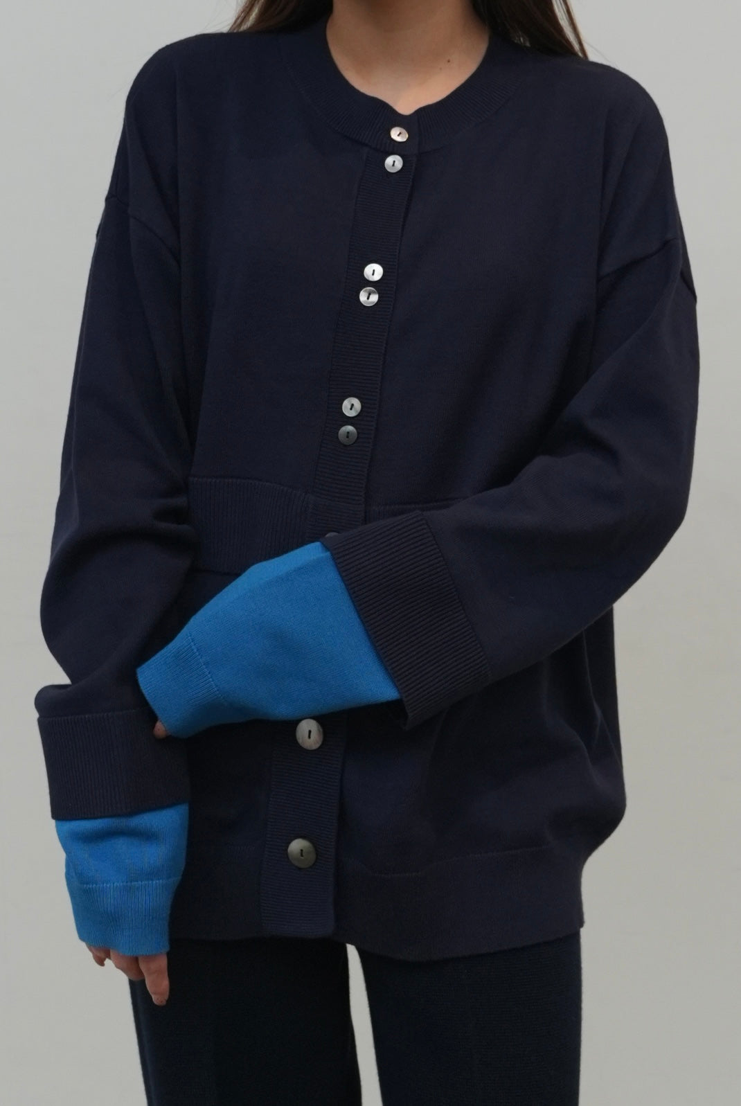 BICOLOR KNIT CARDIGAN