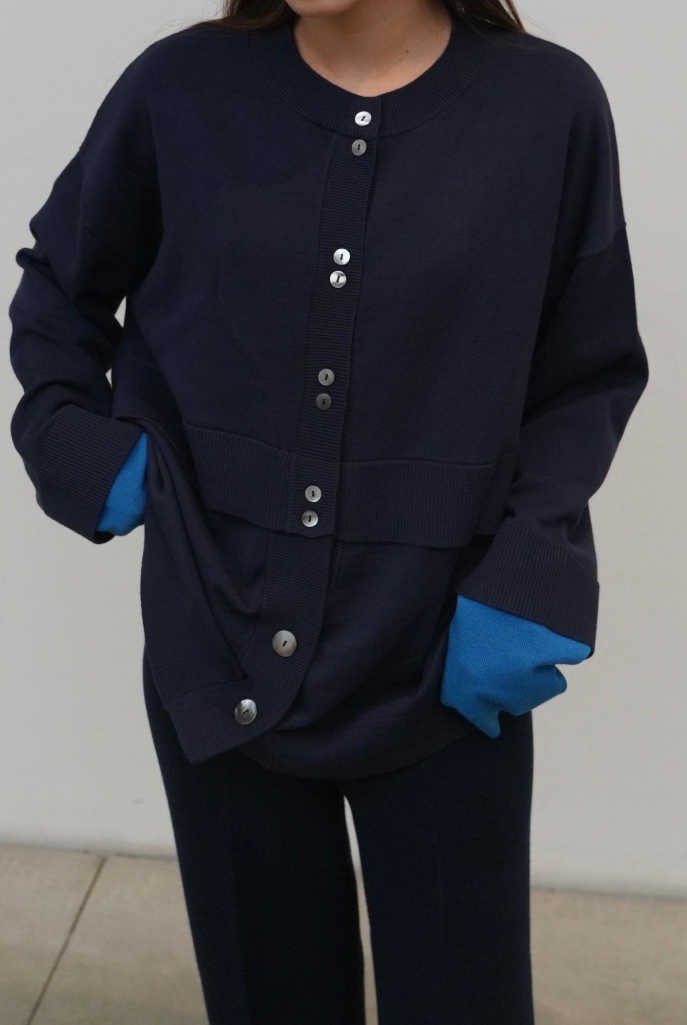 BICOLOR KNIT CARDIGAN