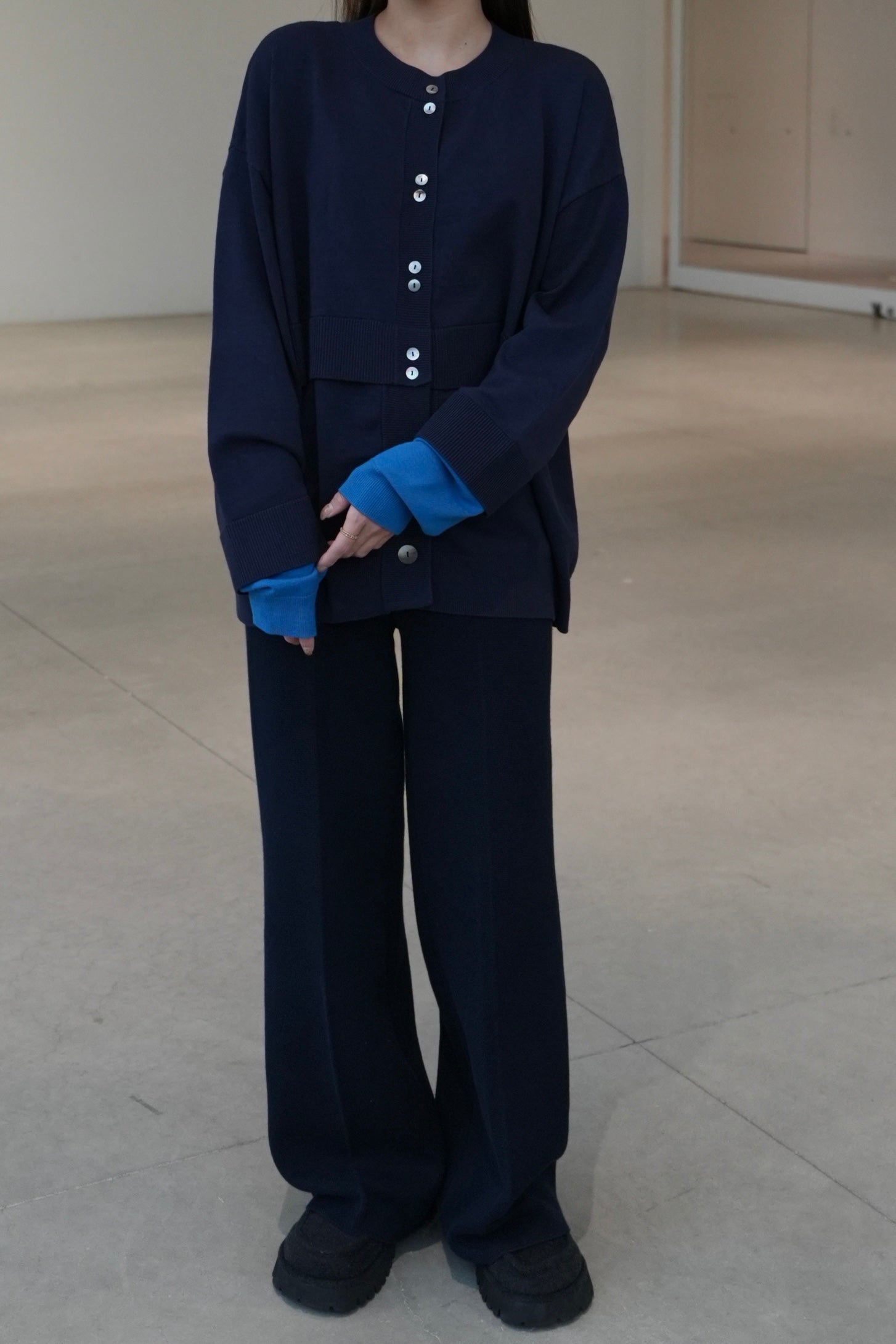 BICOLOR KNIT CARDIGAN