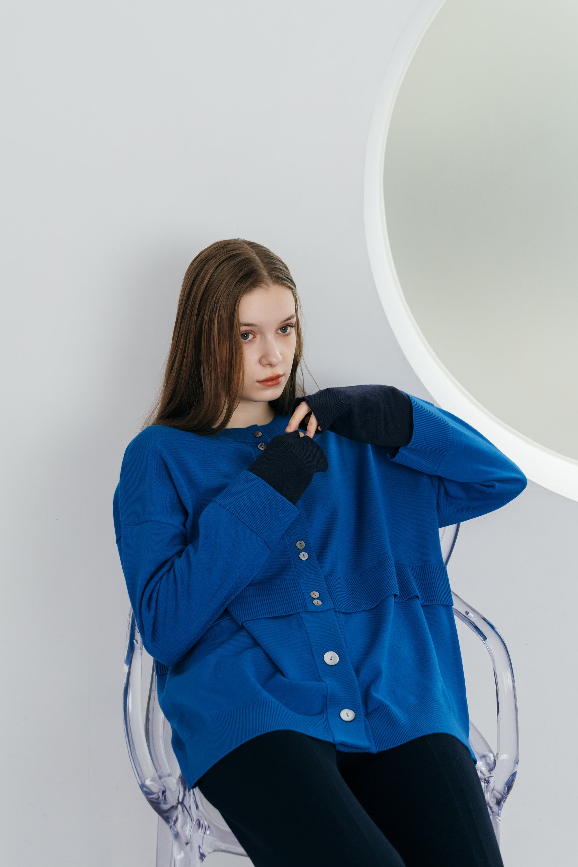 BICOLOR KNIT CARDIGAN