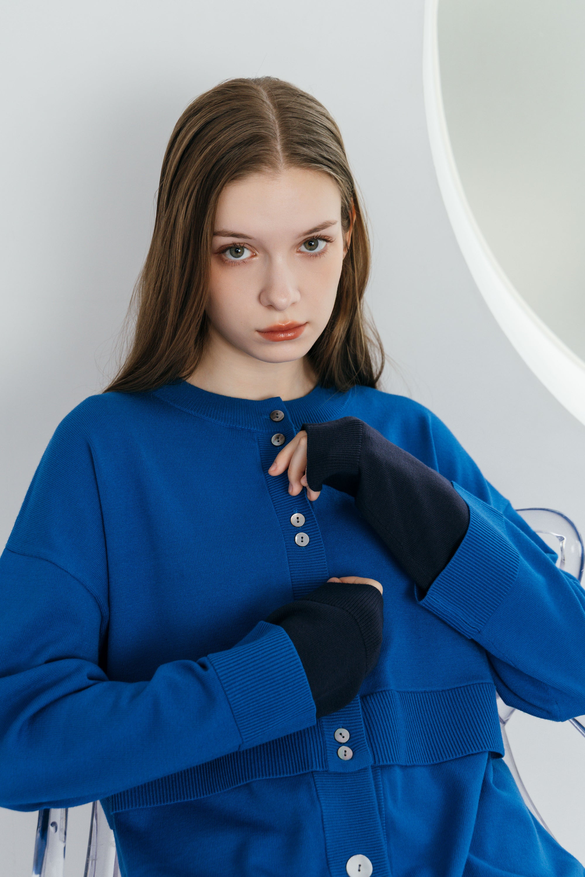 BICOLOR KNIT CARDIGAN